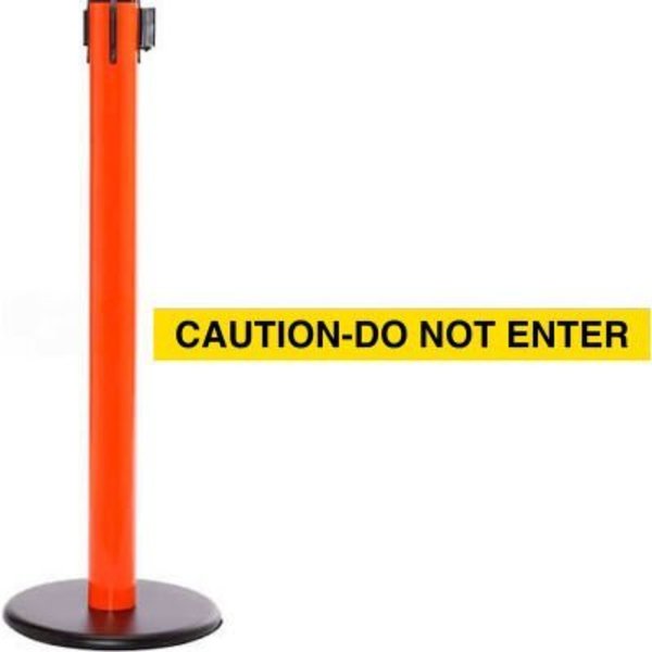 Queue Solutions SafetyPro 300 Retractable Belt Barrier, 40in Orange Post, 16' Yellow inCaution-Do Not Enterin Belt SPRO300O-YBC